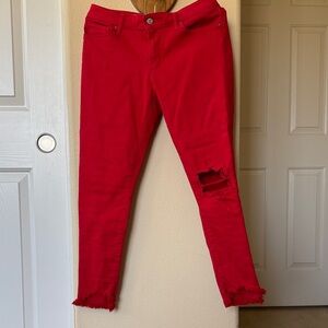 Levi's Red Skinny Jeans with Distressed Details